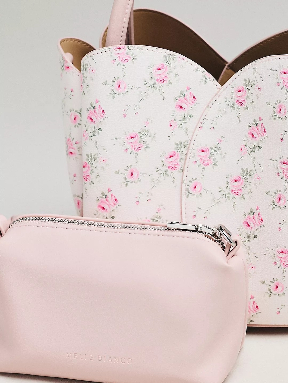Melie Bianco Tulip Top-Handle Crossbody Tote With Pouch